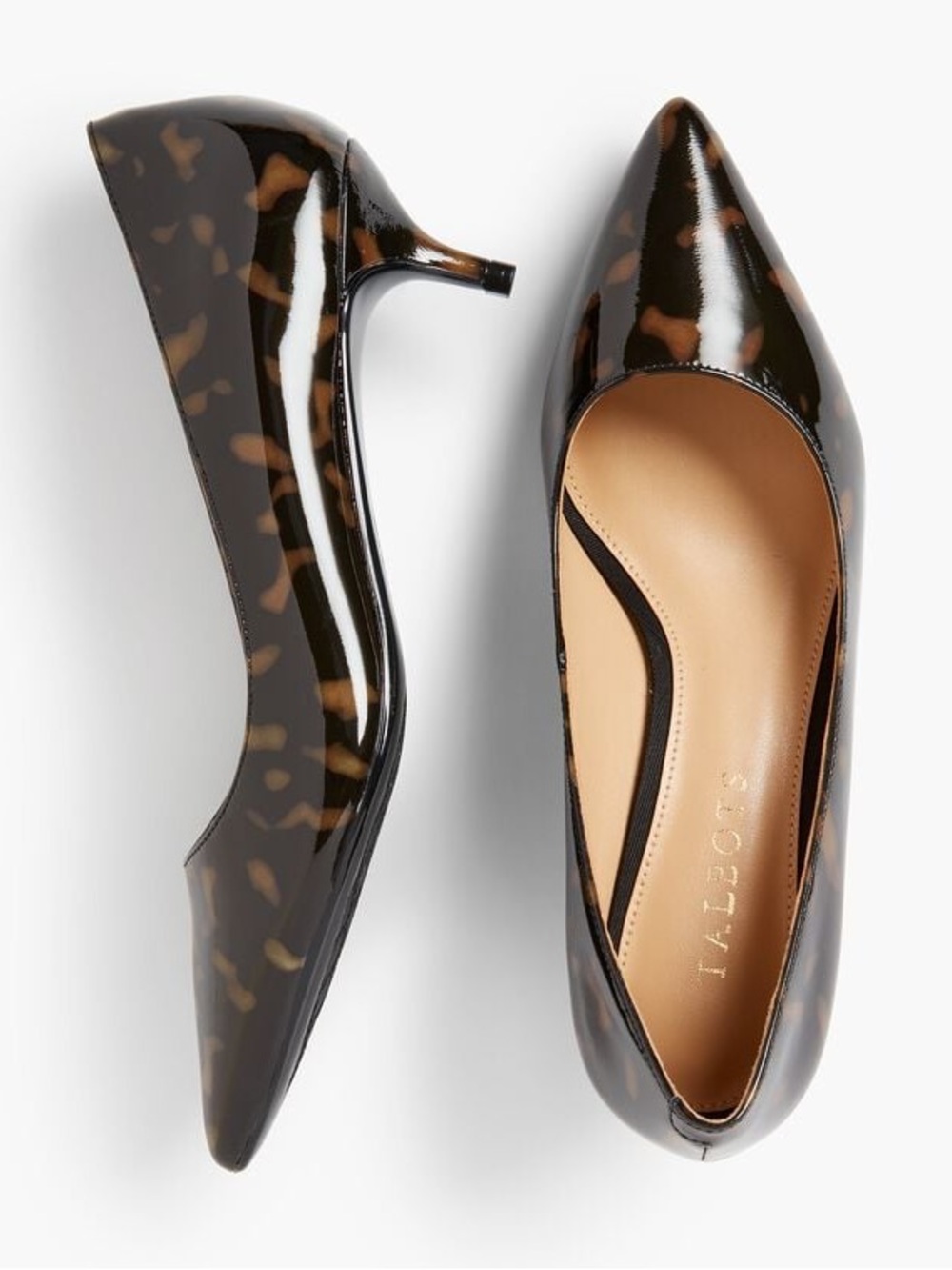 TALBOTS SYLVIE KITTEN-HEEL PUMPS - TORTOISE